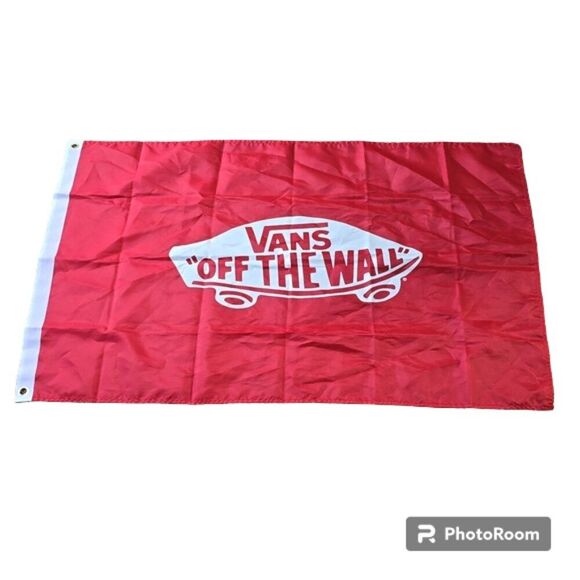 VANS Off the Wall    Banner Flag 30 x 48" Skateboard Logo Red White - Picture 5 of 5